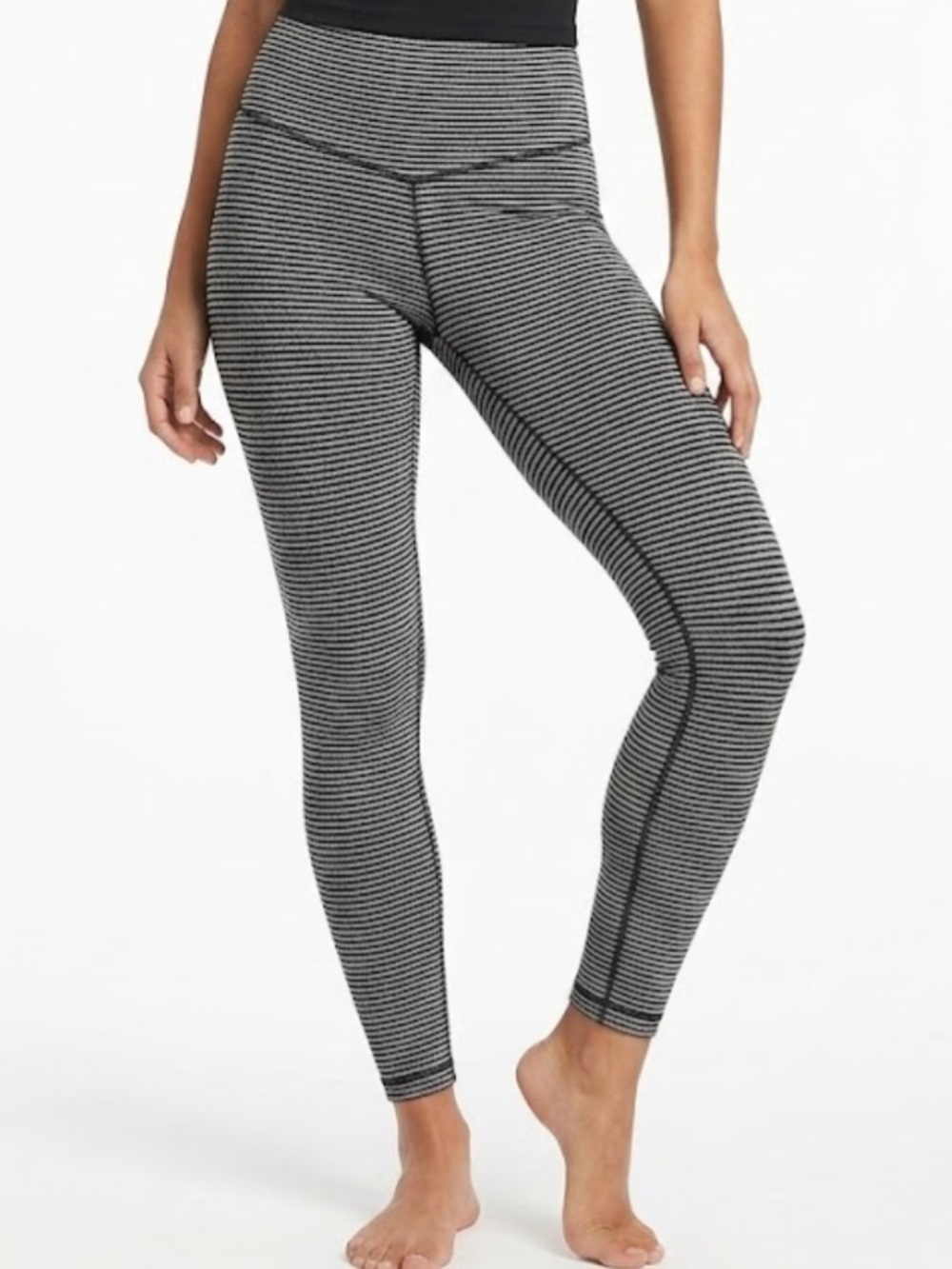 VOGO Athletica Black & White Striped High-Waist Leggings